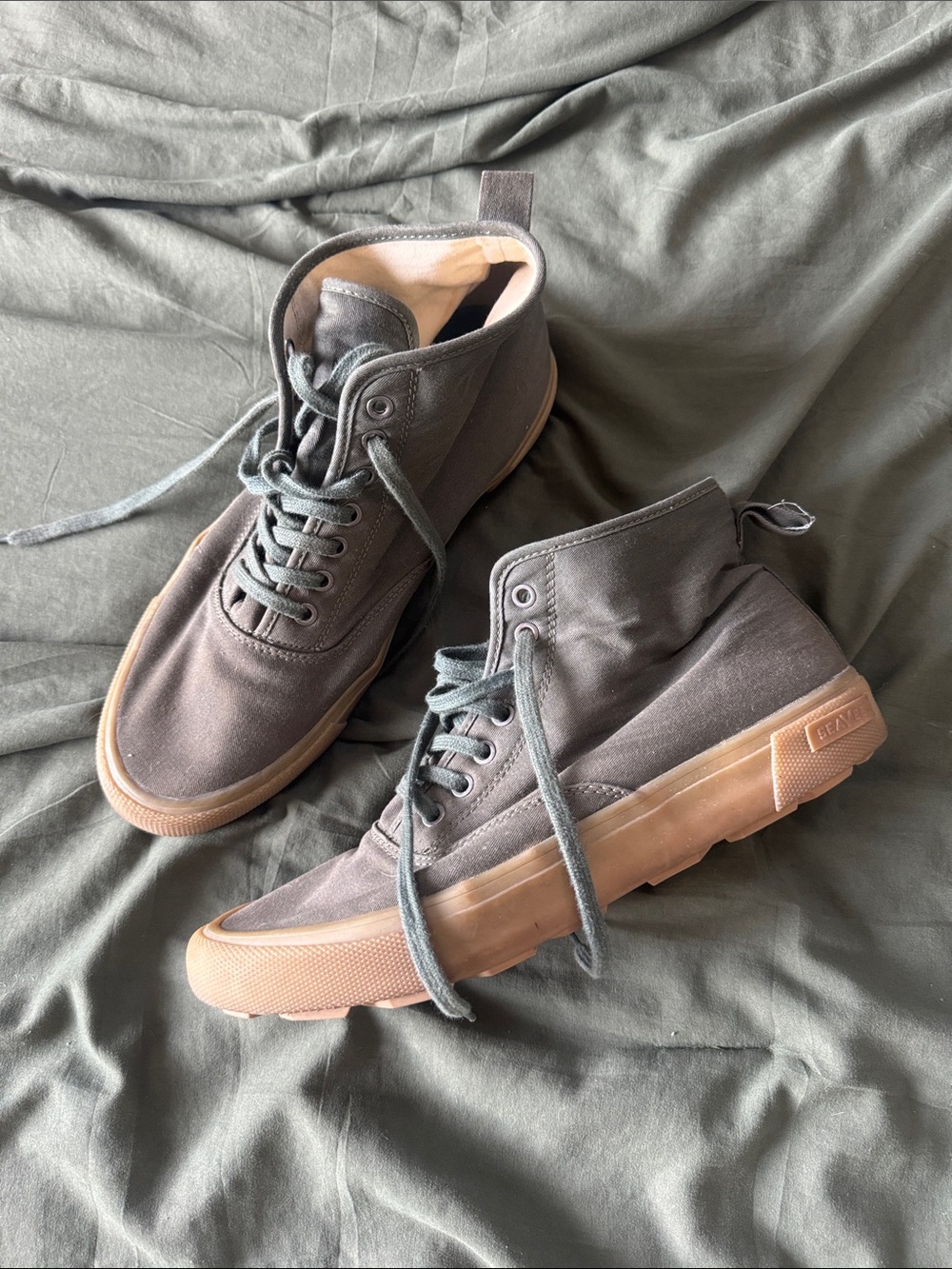 SeaVees Men's High-Top Canvas Sneakers in Gray with Gum Sole
